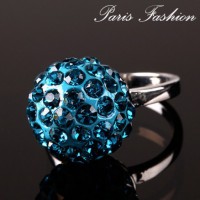 Bague diamachamba turquoise sur métal argenté 15 mm Taille 18